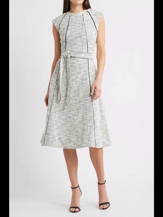 Halogen Dresses & Skirts - Halogen Black and Cream Tweed Textured Dress